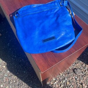 BCBG Blue Crossbody Bag with Silver Hardware